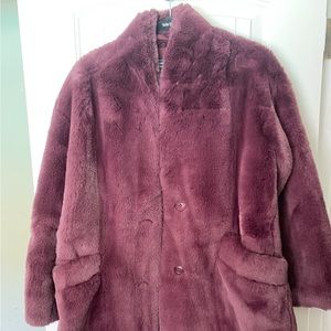 Abercrombie and Fitch faux fur maroon coat
